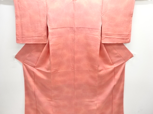 縮緬地　のり散らし模様暈し一つ紋色無地着物